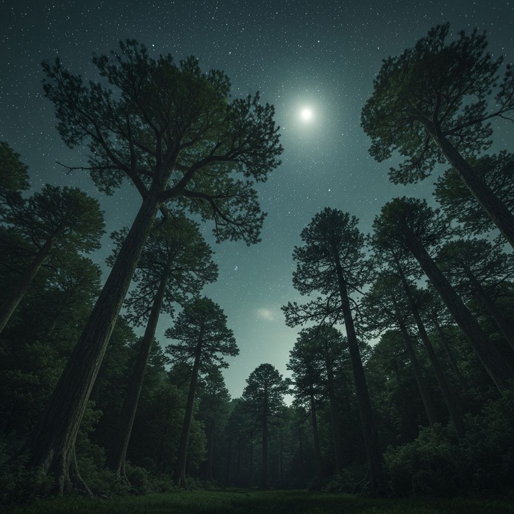 Peaceful night sky with moon and stars