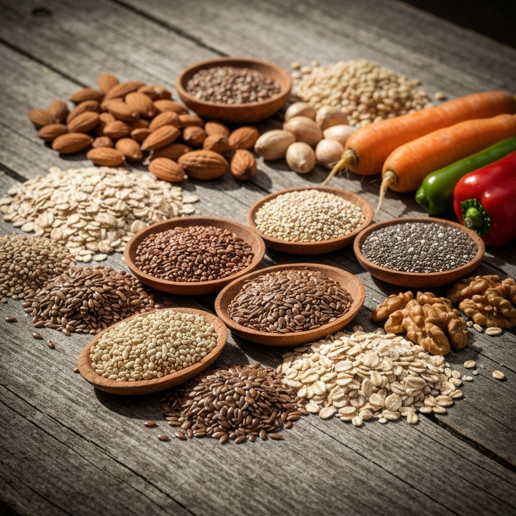 Whole foods including grains and vegetables